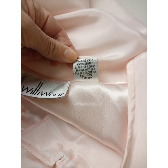 Vintage Williwear Intimates Pajama Top Medium Light Pink Satin Edging Late 80s - Picture 6 of 6